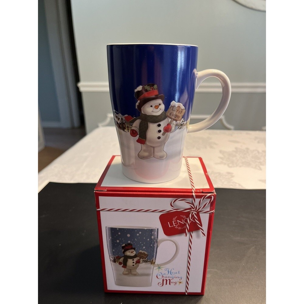 NIB Lenox Heat Changing Magic Mug Snowman Christmas 16oz Coffee Cup Hot Cold